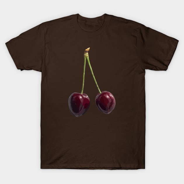 Cherries on dark background T-Shirt by A_using_colors